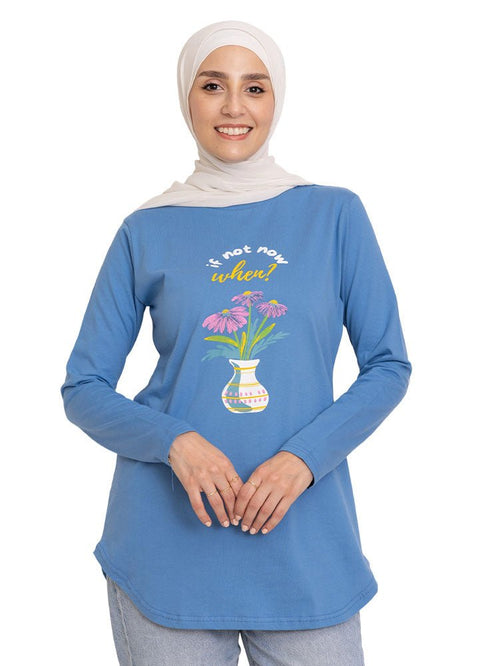 Norse Blue - Design 32 Printed Long - Sleeve - Khotwh